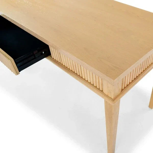 Shelbie Wood Desk in Oak and Black - The Mayfair Hall