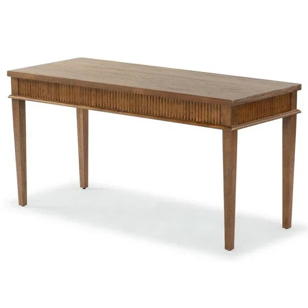 Shelbie Wood Desk in Medium Oak and Black - The Mayfair Hall
