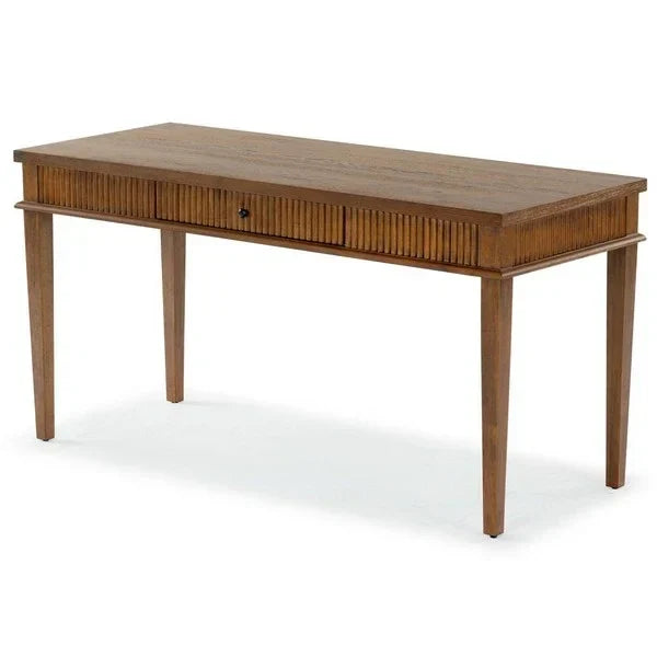 Shelbie Wood Desk in Medium Oak and Black - The Mayfair Hall