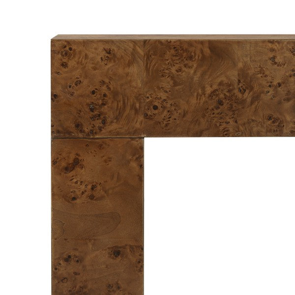 Betharose Burl Wood Console Table in Walnut