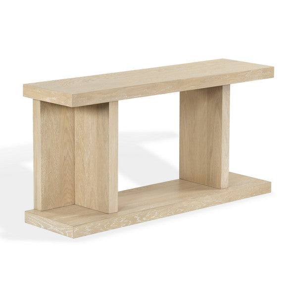 Claramay Wood Console Table in Natural Cerused Oak
