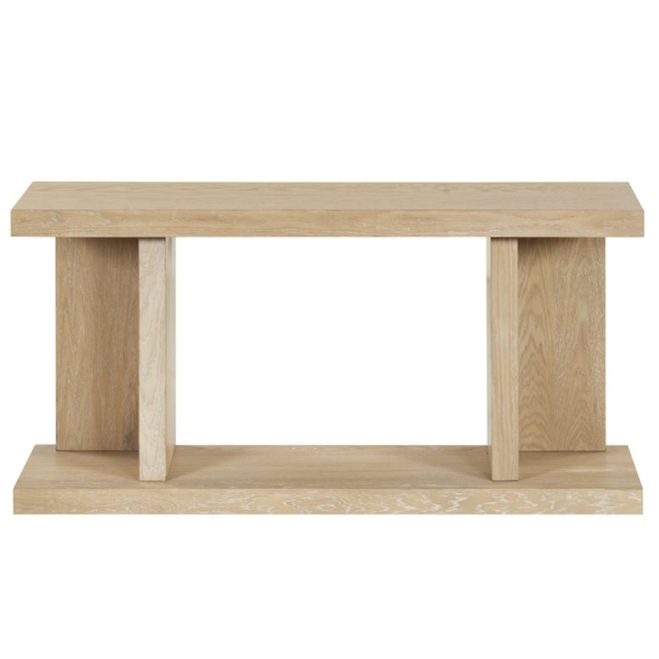 Claramay Wood Console Table in Natural Cerused Oak
