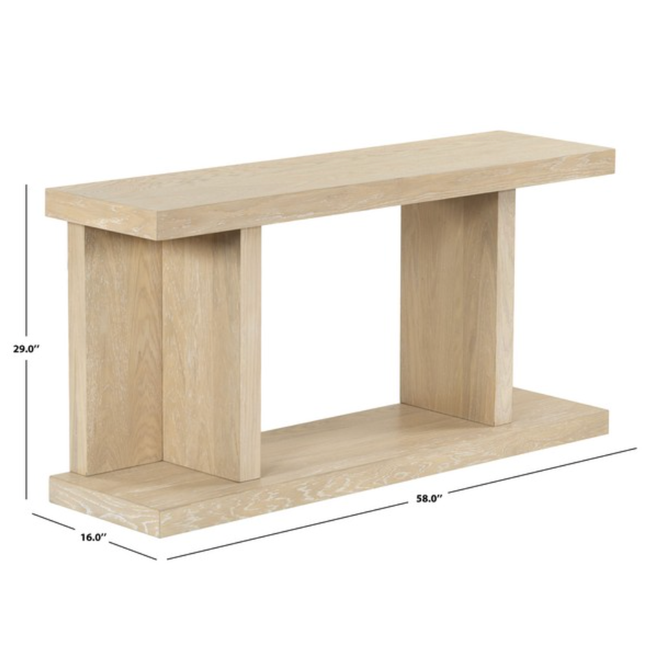 Claramay Wood Console Table in Natural Cerused Oak