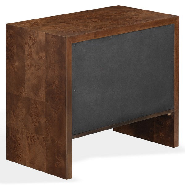 Francene Burl Wood Nightstand with 2 Drawer in Walnut