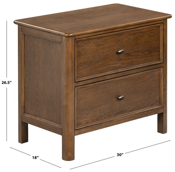 Hannaleigh Wood Nightstand with 2 Drawer in Dark Walnut