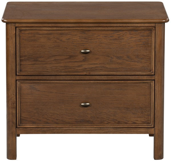 Hannaleigh Wood Nightstand with 2 Drawer in Dark Walnut