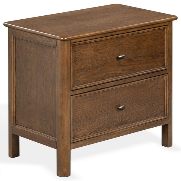 Hannaleigh Wood Nightstand with 2 Drawer in Dark Walnut