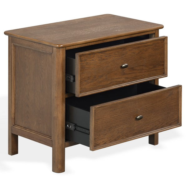 Hannaleigh Wood Nightstand with 2 Drawer in Dark Walnut