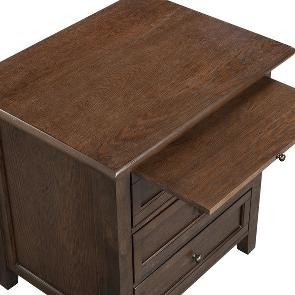 Trevor Wood Nightstand with 3 Drawer in Dark Walnut