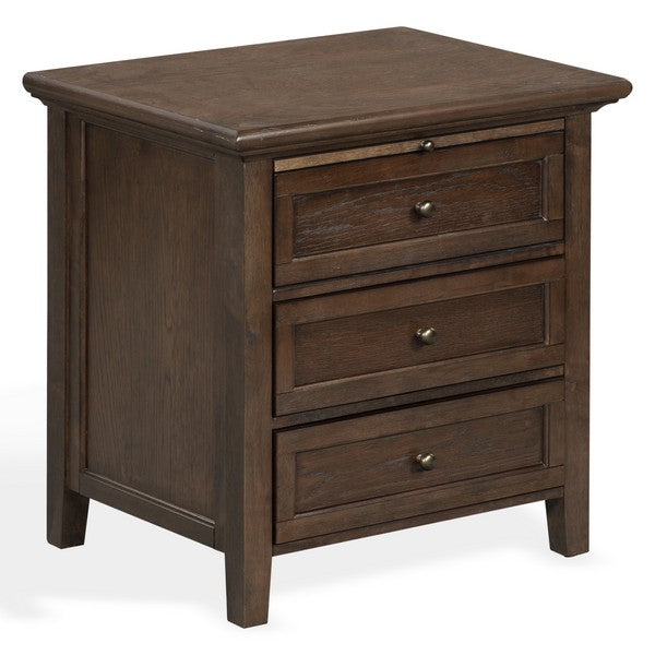 Trevor Wood Nightstand with 3 Drawer in Dark Walnut