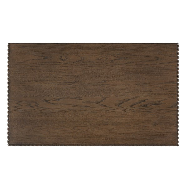 Octavian Wood Nightstand with 2 Drawer and Rope Detail in Dark Walnut
