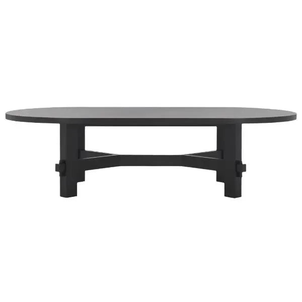 Tabytha Elm Wood Coffee Table in Black with Oversized Oval Top - The Mayfair Hall