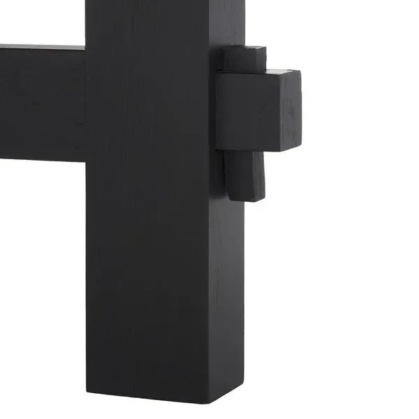 Tabytha Elm Wood Coffee Table in Black with Oversized Oval Top - The Mayfair Hall