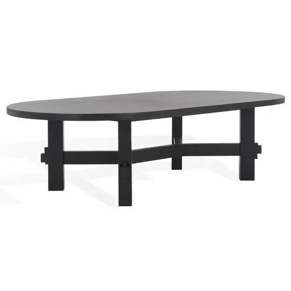 Tabytha Elm Wood Coffee Table in Black with Oversized Oval Top - The Mayfair Hall