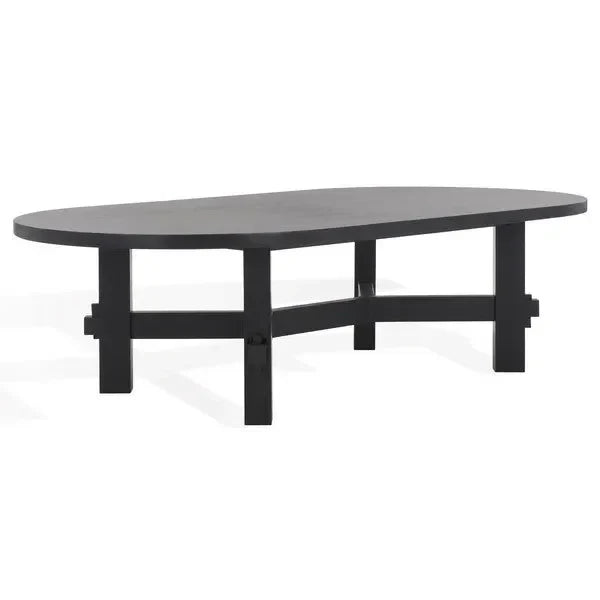 Tabytha Elm Wood Coffee Table in Black with Oversized Oval Top - The Mayfair Hall