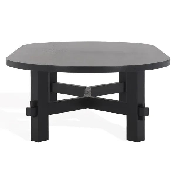 Tabytha Elm Wood Coffee Table in Black with Oversized Oval Top - The Mayfair Hall
