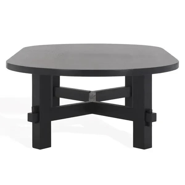 Tabytha Elm Wood Coffee Table in Black with Oversized Oval Top - The Mayfair Hall