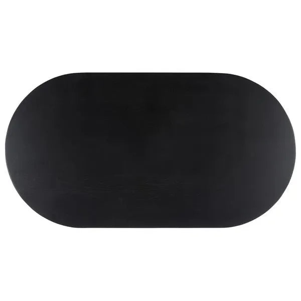Tabytha Elm Wood Coffee Table in Black with Oversized Oval Top - The Mayfair Hall