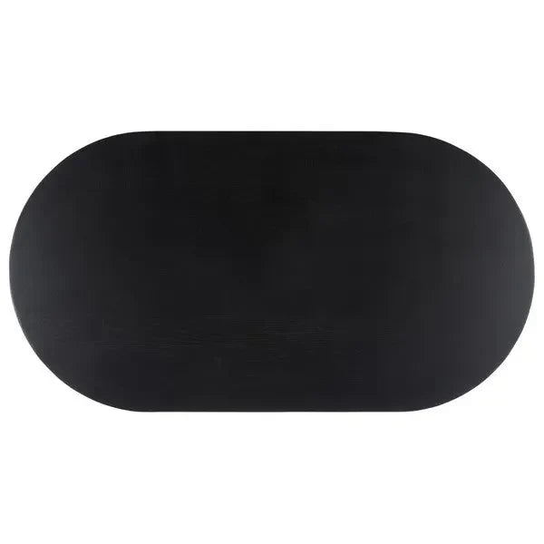 Tabytha Elm Wood Coffee Table in Black with Oversized Oval Top - The Mayfair Hall