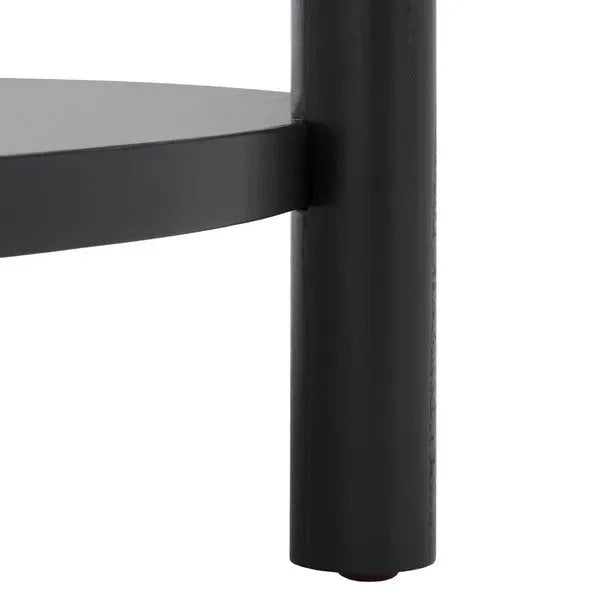 Puck Marble Top Coffee Table in Black/White with Wooden Base - The Mayfair Hall