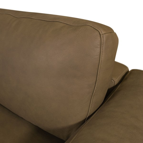 Ellyn Leather L-shaped Sectional in Dark Olive