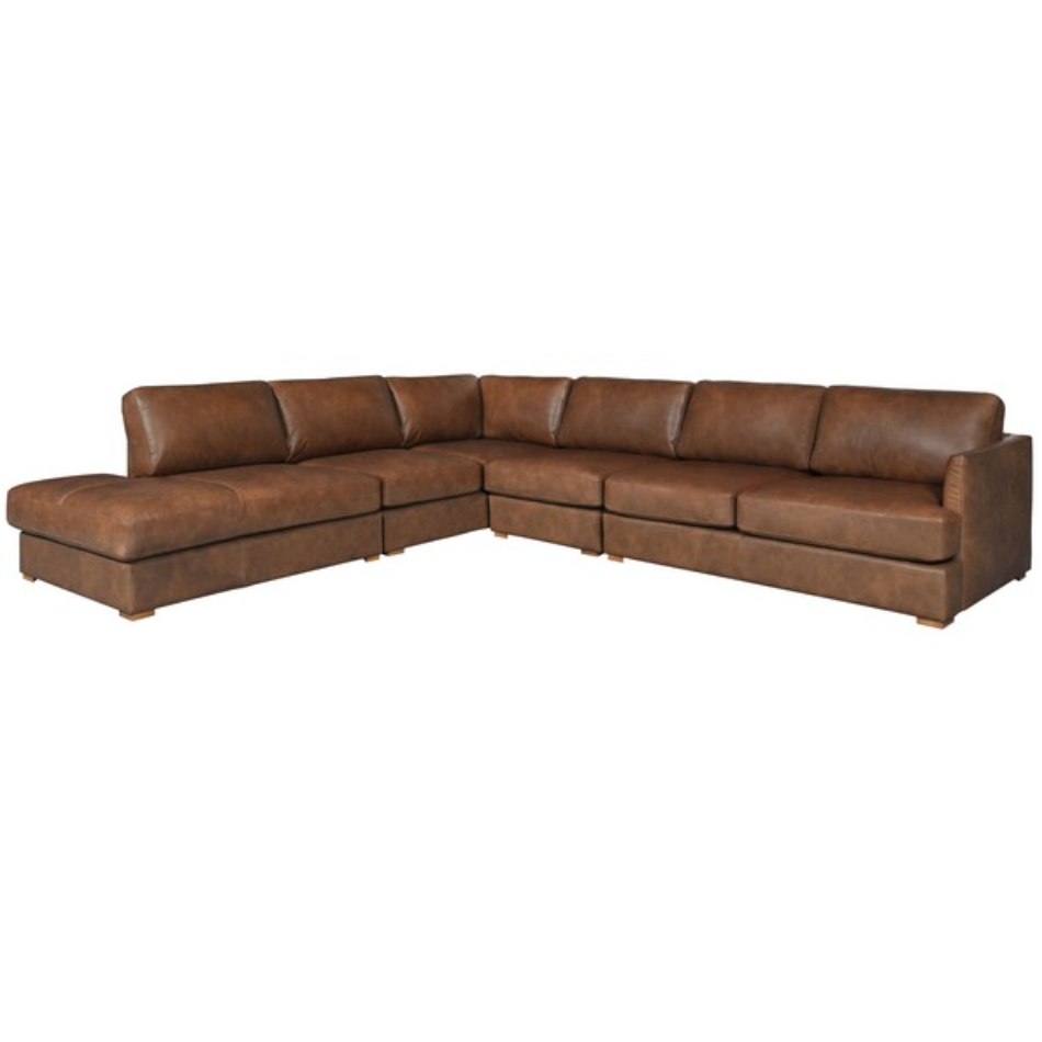 Gustav Leather Corner Sectional in Dark Brown