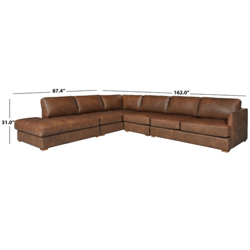 Gustav Leather Corner Sectional in Dark Brown