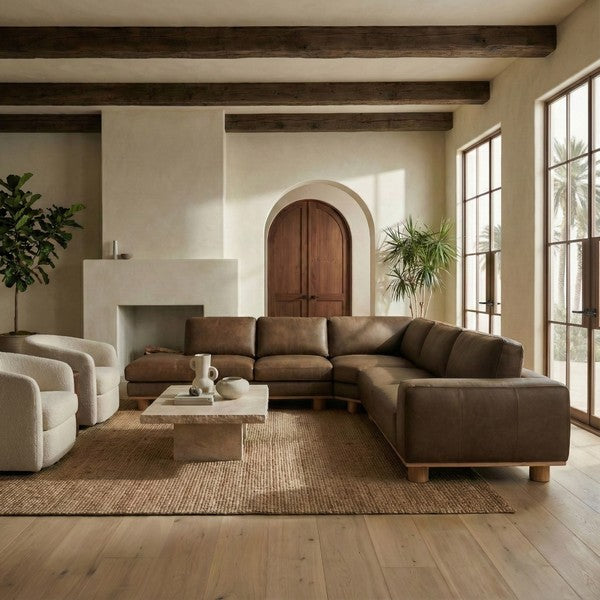 Gustav Leather Corner Sectional in Dark Brown