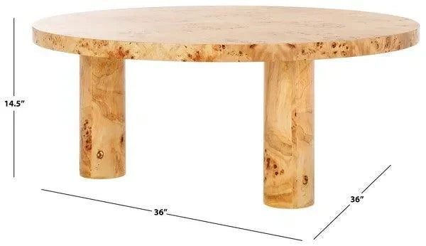 Everbella Burled Mappa Wood Coffee Table in Natural - The Mayfair Hall