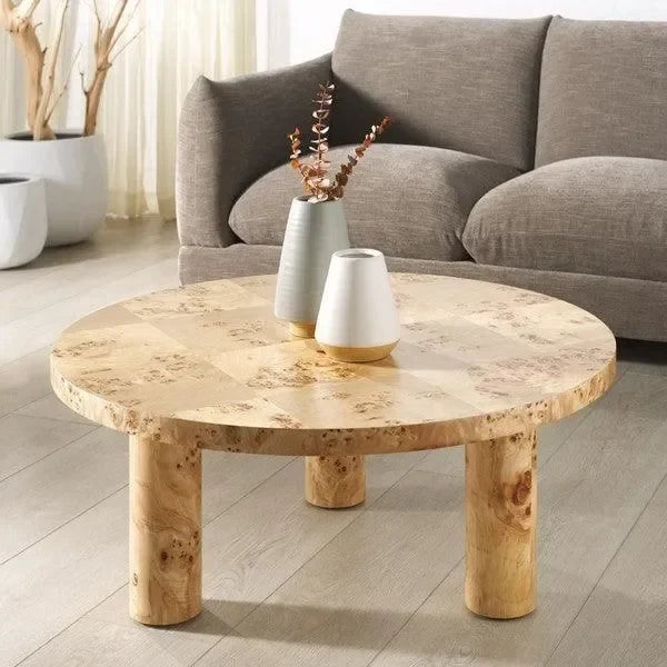 Everbella Burled Mappa Wood Coffee Table in Natural - The Mayfair Hall