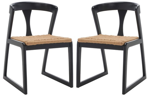 Jamal Black-Natural Woven Dining Chair (Set of 2) - The Mayfair Hall