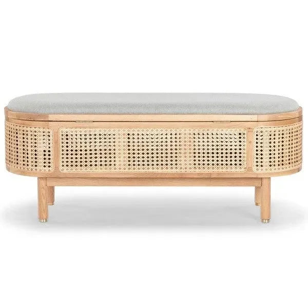 Safavieh Dolly Natural/Grey Cane And Wood Storage Bench
