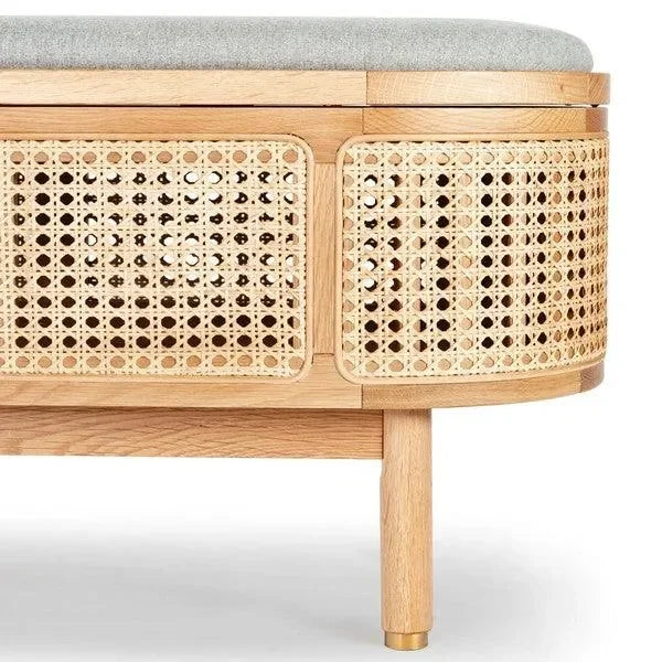 Safavieh Dolly Natural/Grey Cane And Wood Storage Bench