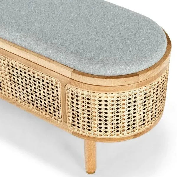 Safavieh Dolly Natural/Grey Cane And Wood Storage Bench