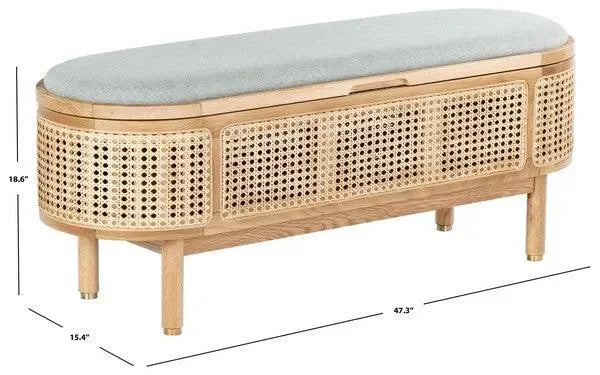 Safavieh Dolly Natural/Grey Cane And Wood Storage Bench