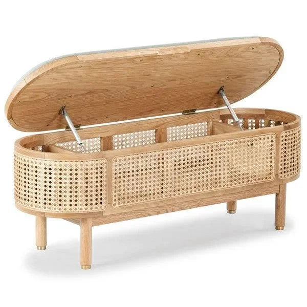 Safavieh Dolly Natural/Grey Cane And Wood Storage Bench