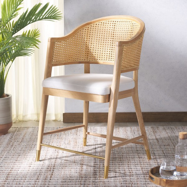 Rogue Rattan Counter Stool in Natural and White