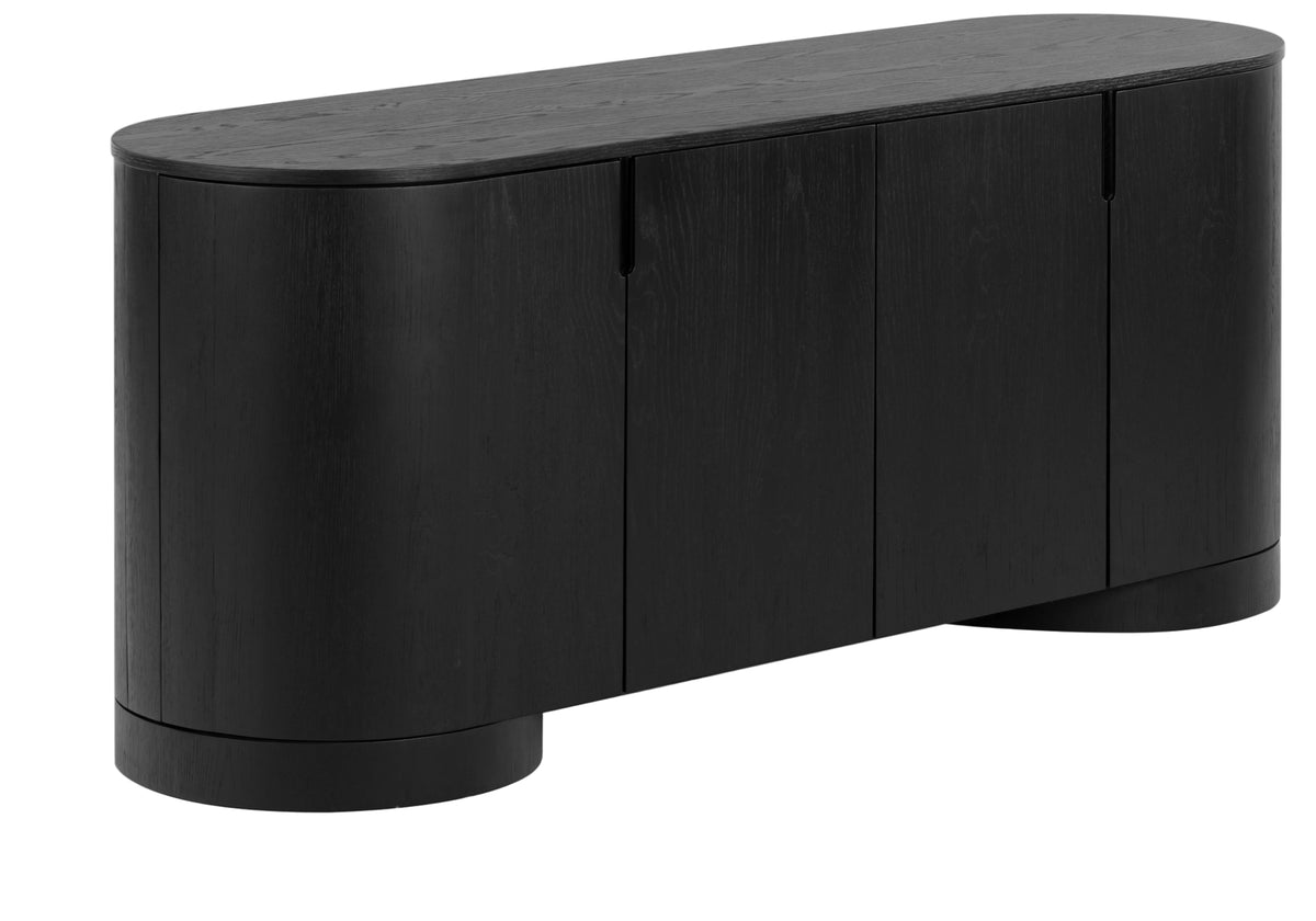 Jesbelina Oval 4 Door Wood Sideboard in Black