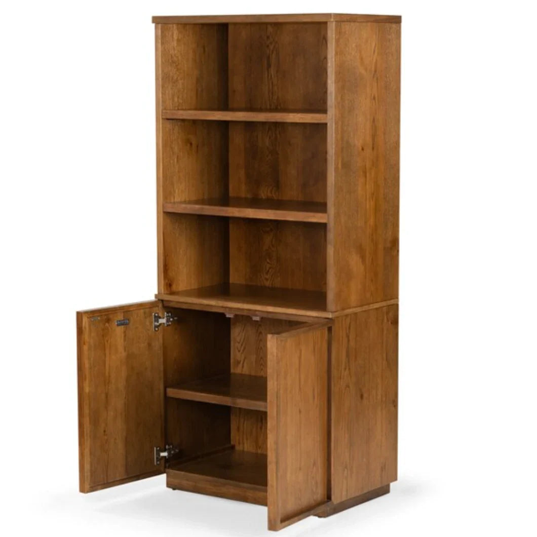 Zeus 4 Shelf Wood Bookcase in Medium Oak