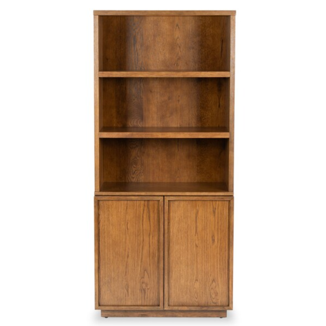 Zeus 4 Shelf Wood Bookcase in Medium Oak