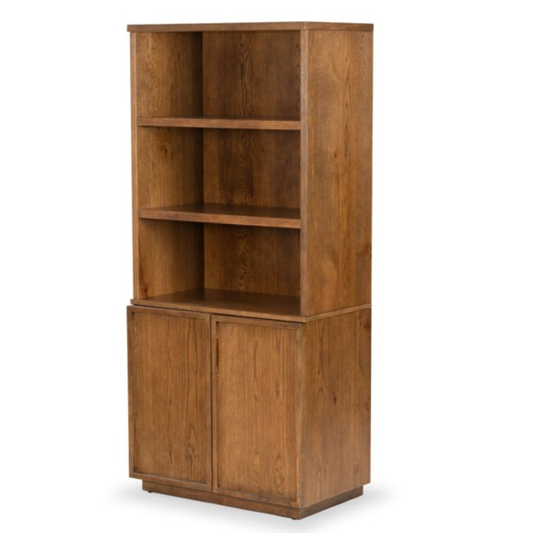 Zeus 4 Shelf Wood Bookcase in Medium Oak