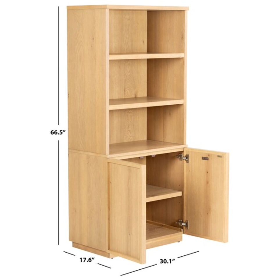 Zeus 4 Shelf Wood Bookcase in Natural