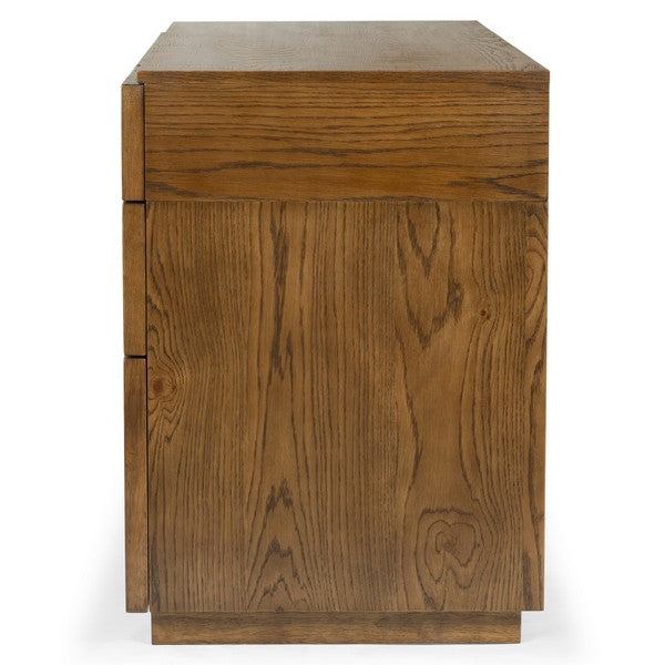 Zeus 7 Drawer Wood Desk in Medium Oak
