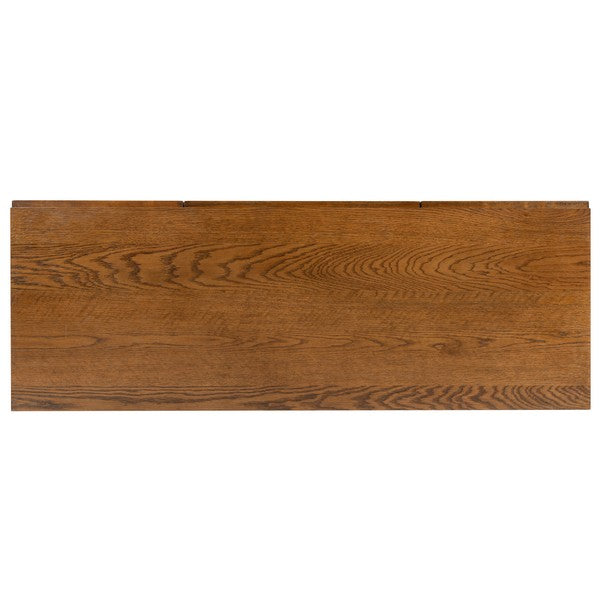 Zeus 7 Drawer Wood Desk in Medium Oak