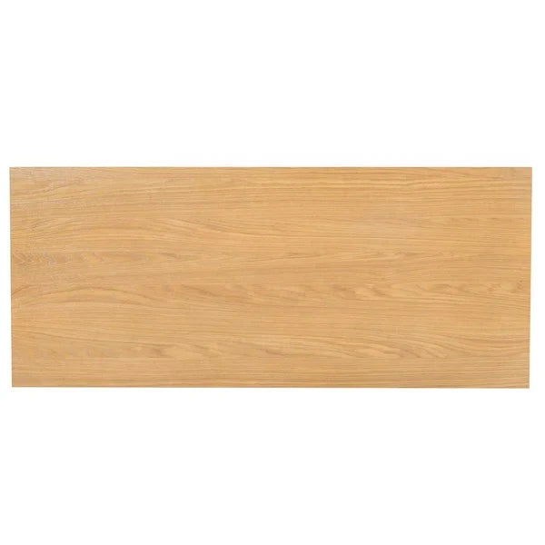 Makala 5 Drawer Wood Desk in Natural with Gold Knobs