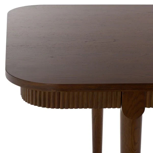 Kaylenne 90" Dining Table in Walnut with Brass Accents