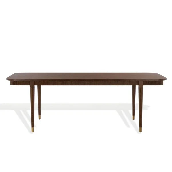 Kaylenne 90" Dining Table in Walnut with Brass Accents