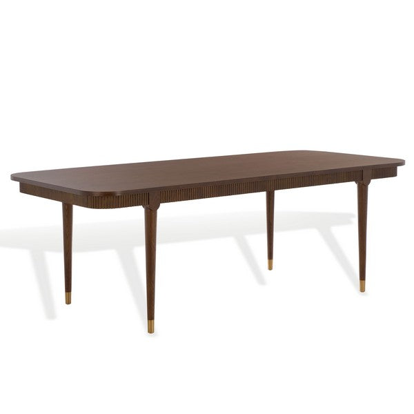 Kaylenne 90" Dining Table in Walnut with Brass Accents
