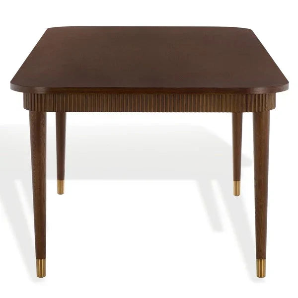 Kaylenne 90" Dining Table in Walnut with Brass Accents