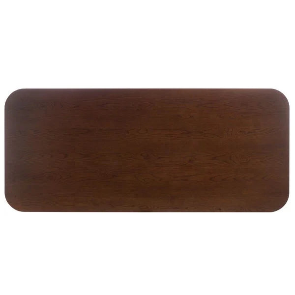 Kaylenne 90" Dining Table in Walnut with Brass Accents